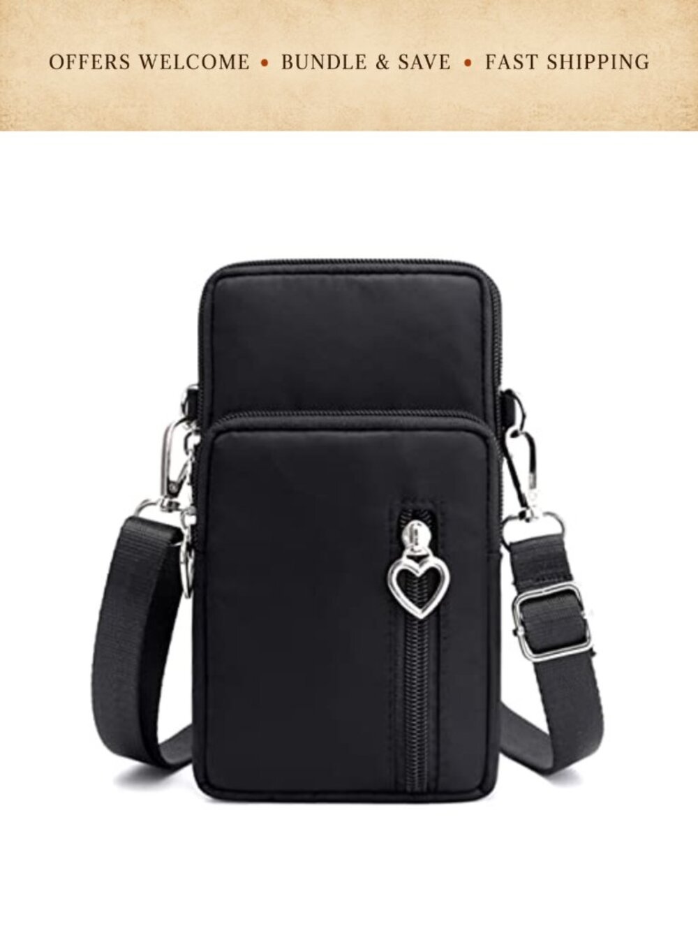 Small Crossbody Wallet Phone Bag Nylon Mini Purse Lightweight Adjustable Strap